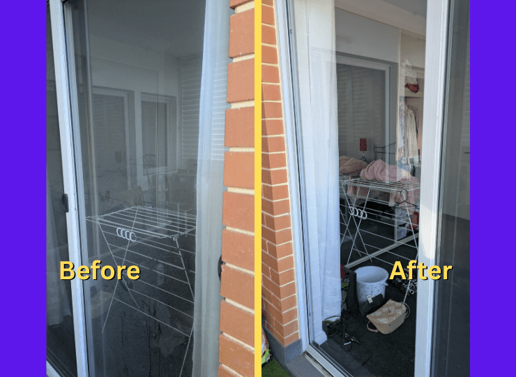 A close-up of a window after bore water stain removal in Baldivis.